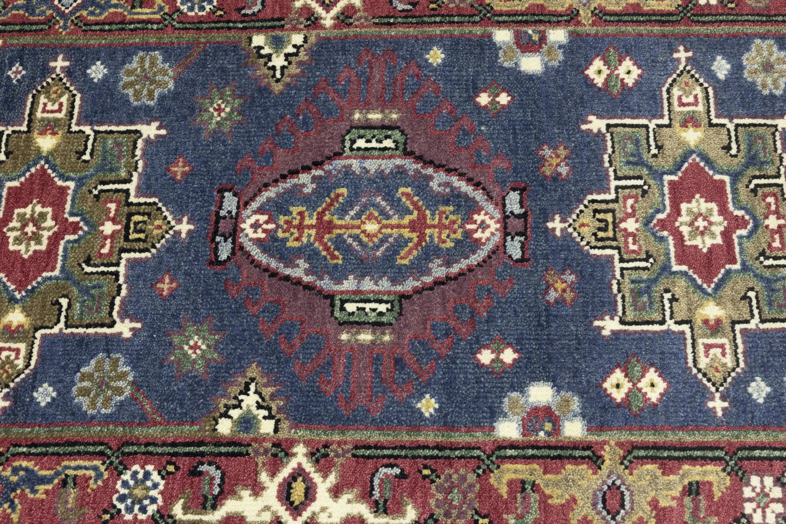 Gray Geometric 3X8 Indo-Karajeh Oriental Runner Rug - 12