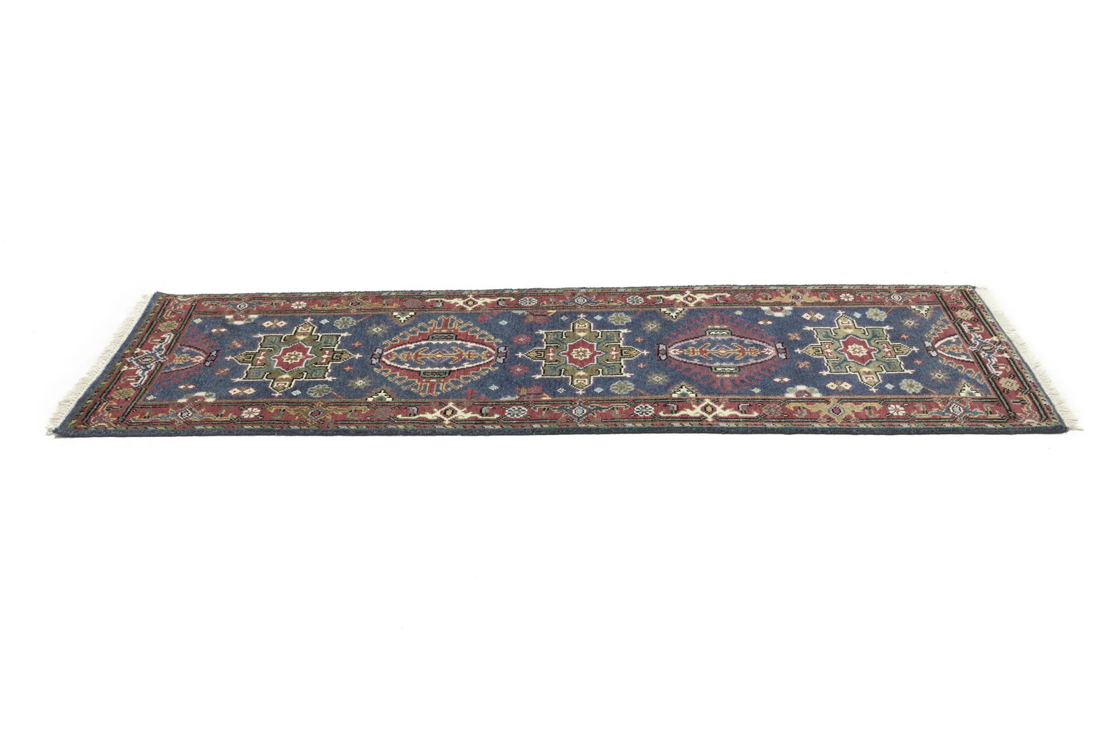 Gray Geometric 3X8 Indo-Karajeh Oriental Runner Rug - 7