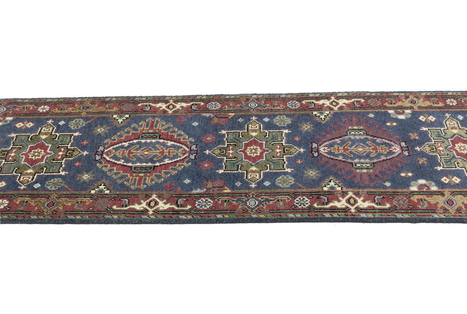 Gray Geometric 3X8 Indo-Karajeh Oriental Runner Rug - 8