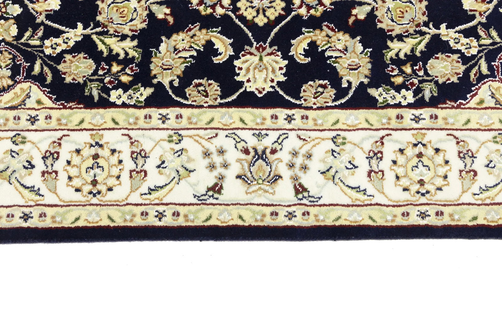 Dark Navy Floral 4X6 Indo-Nain Oriental Rug - 10
