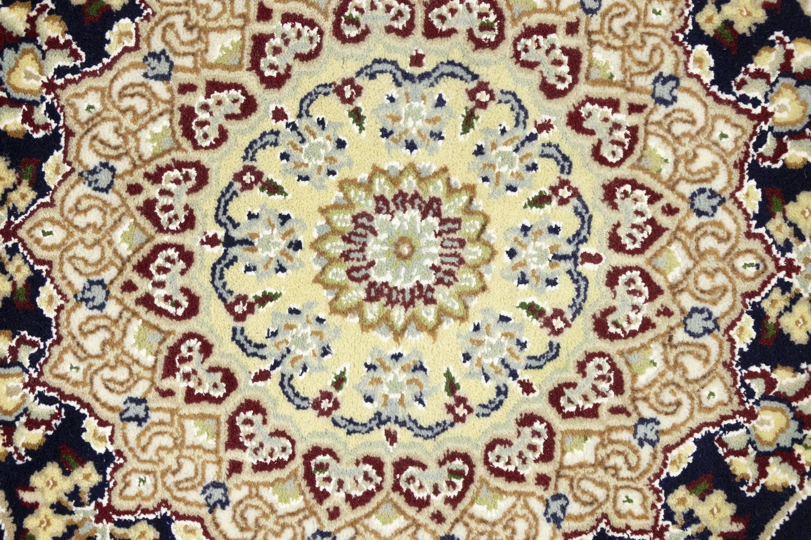 Dark Navy Floral 4X6 Indo-Nain Oriental Rug - 8