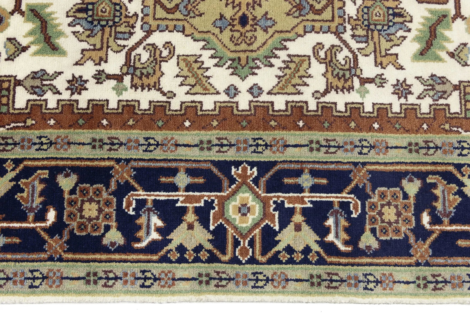 Cream Geometric 8X10 Heriz Serapi Oriental Rug - 12
