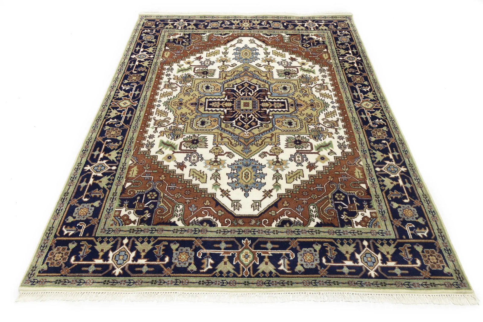 Cream Geometric 8X10 Heriz Serapi Oriental Rug - 3