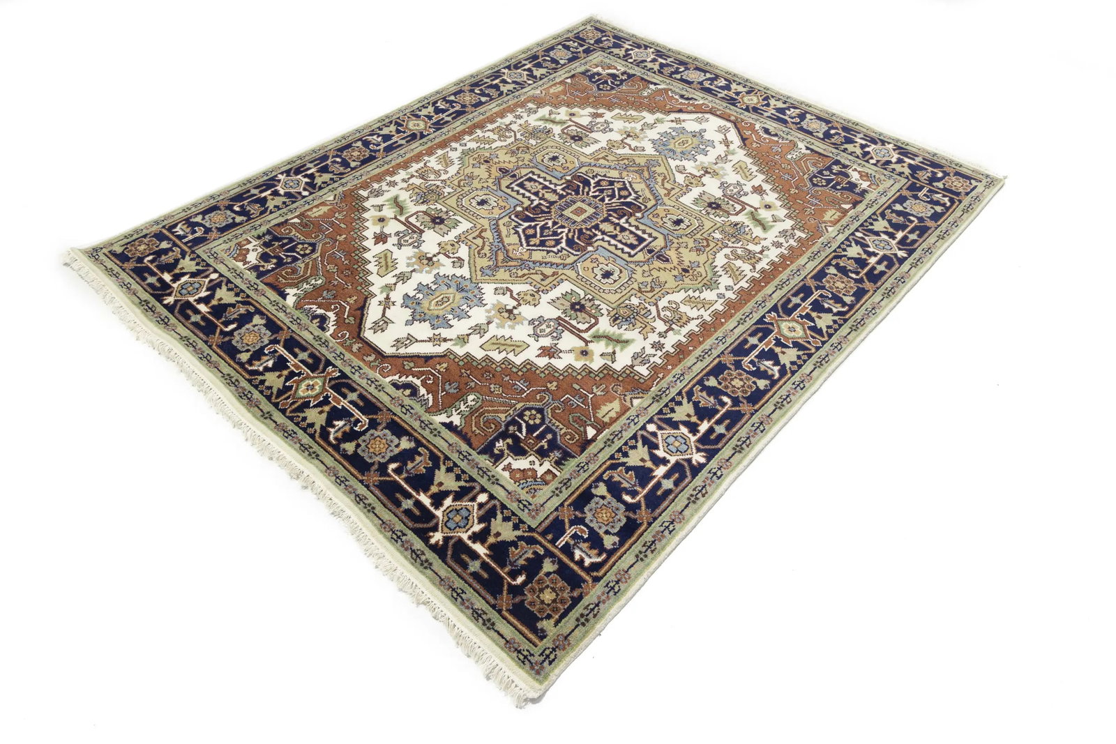 Cream Geometric 8X10 Heriz Serapi Oriental Rug - 6