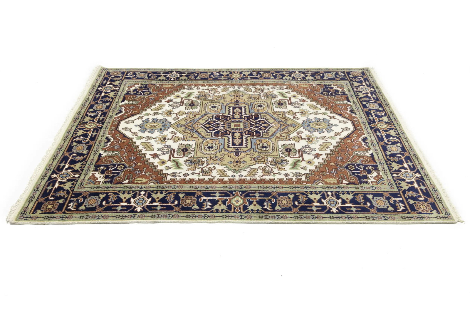 Cream Geometric 8X10 Heriz Serapi Oriental Rug - 7