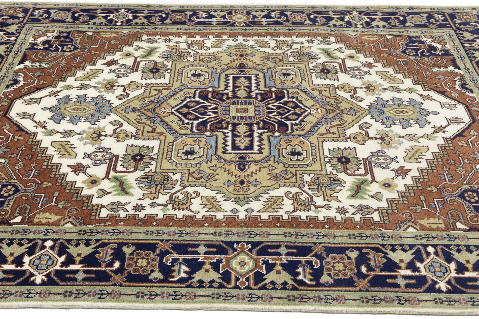 Cream Geometric 8X10 Heriz Serapi Oriental Rug - 8