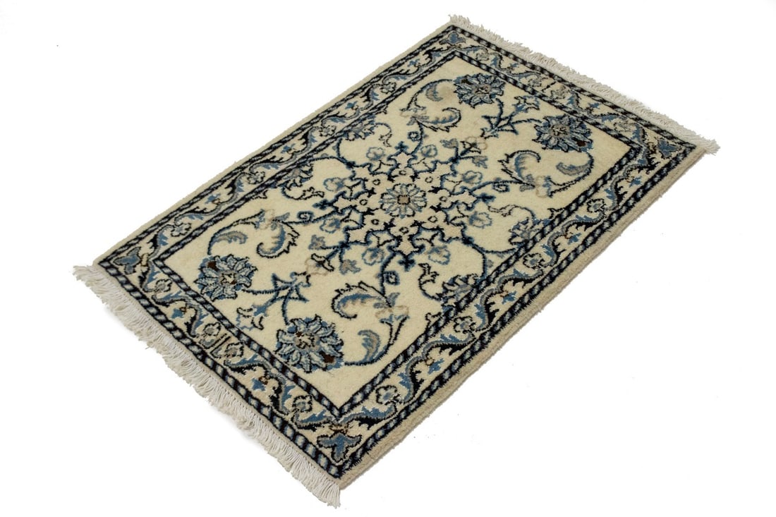 Cream Traditional 2X3 Nain Kashmar Persian Rug - 11