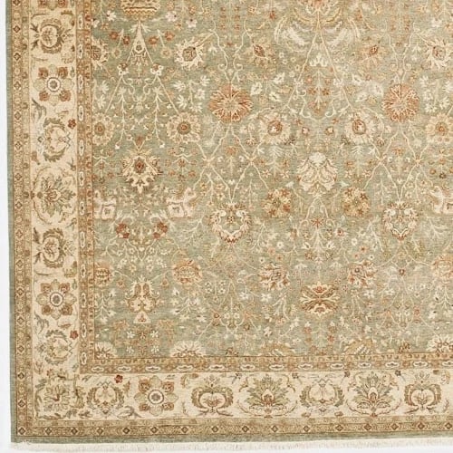 Hand Knotted Indo-Tabriz Sage Green Wool New Oriental Rug Carpet 8'11" x 11'8" - 5