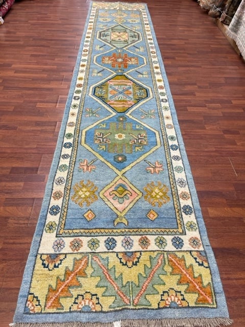 Older Turkish Ushak Runner-5068: Title:Older Turkish Ushak Runner-5068 Description:Gourgous Vintage Turkish Ushak Runner from west of Turkey, size 3 ft. 3 inches by 15 ft. 7 inches, circa 1990, excellent condition with a good pile th
