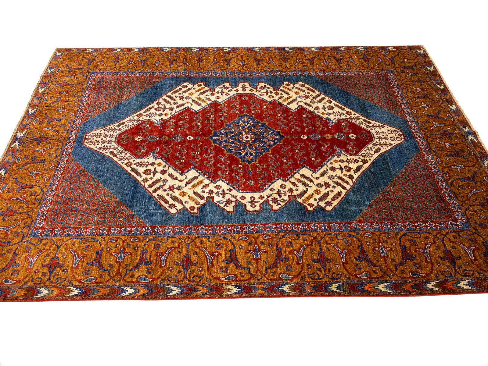 Blue Geometric Tribal 8'2X11'6 Afghan Oriental Rug - 4