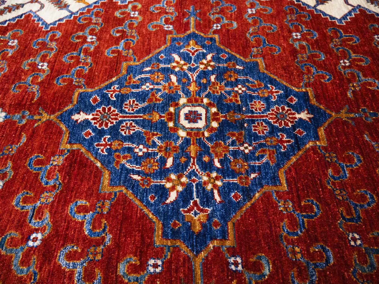 Blue Geometric Tribal 8'2X11'6 Afghan Oriental Rug - 7