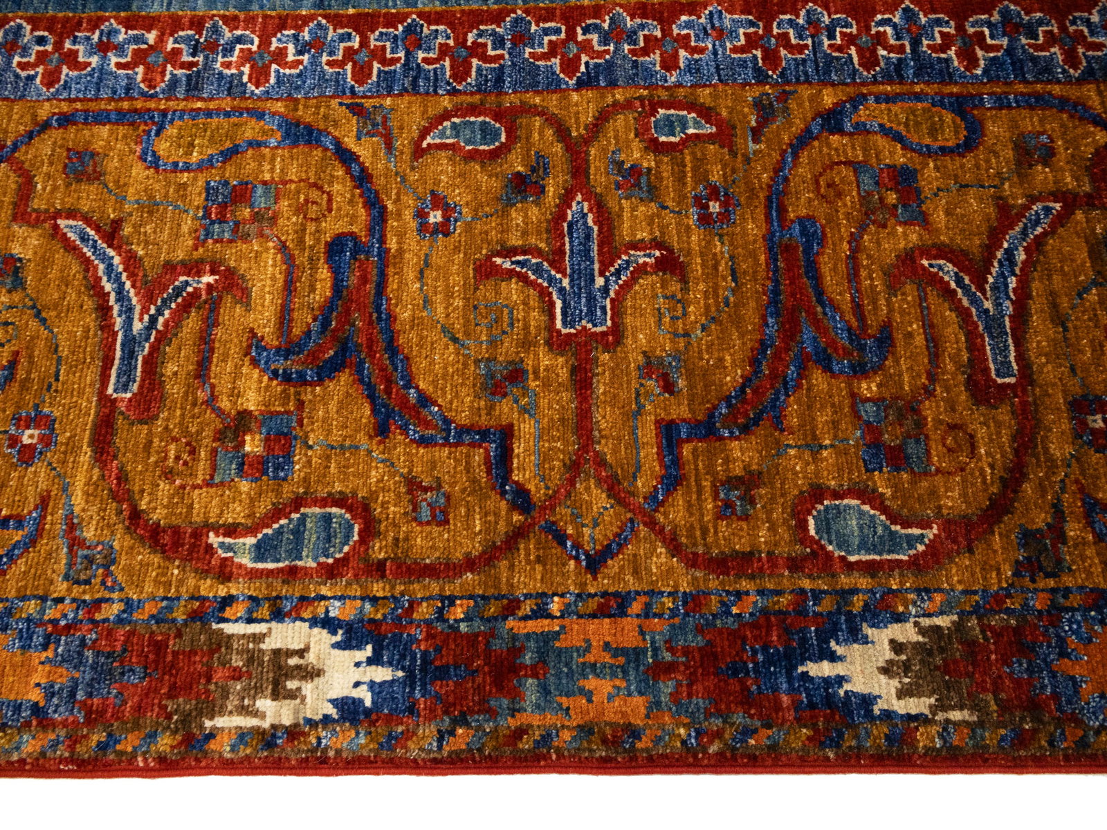 Blue Geometric Tribal 8'2X11'6 Afghan Oriental Rug - 9
