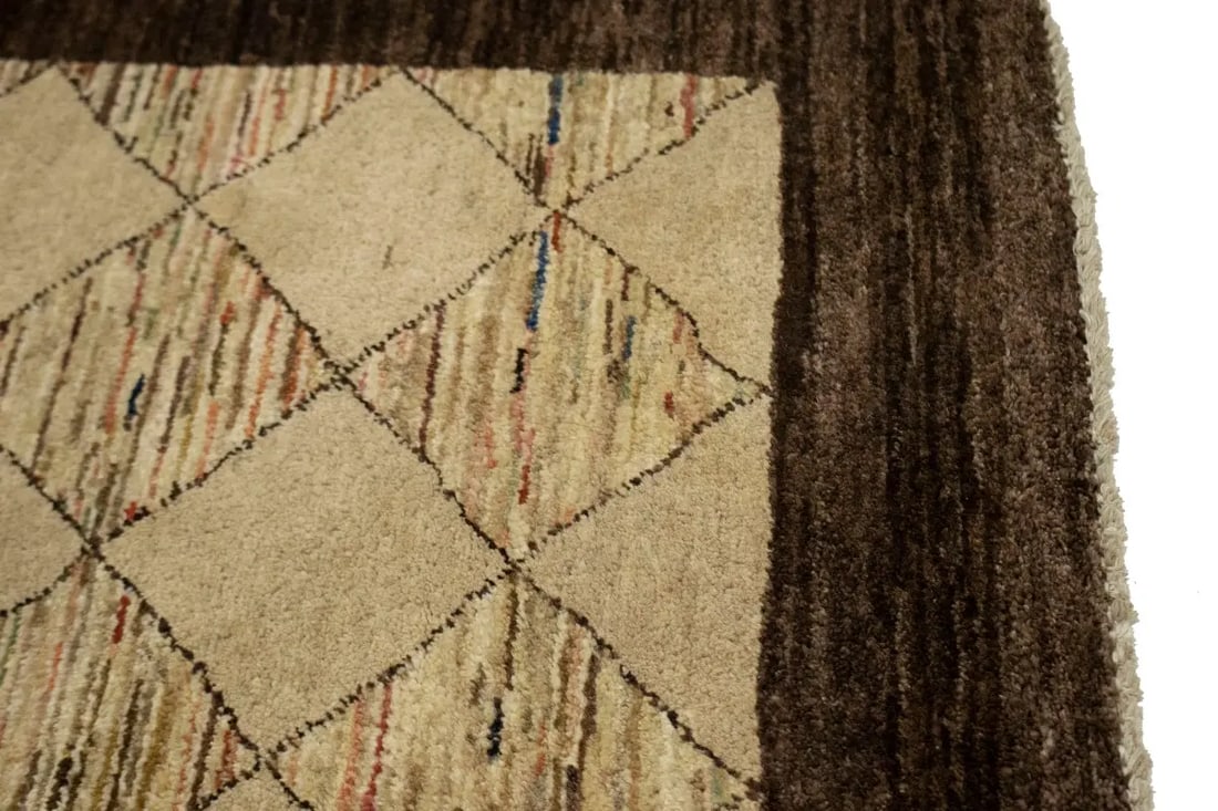 Beige Tribal 4X6 Gabbeh Chobi Peshawar Persian Rug - 11