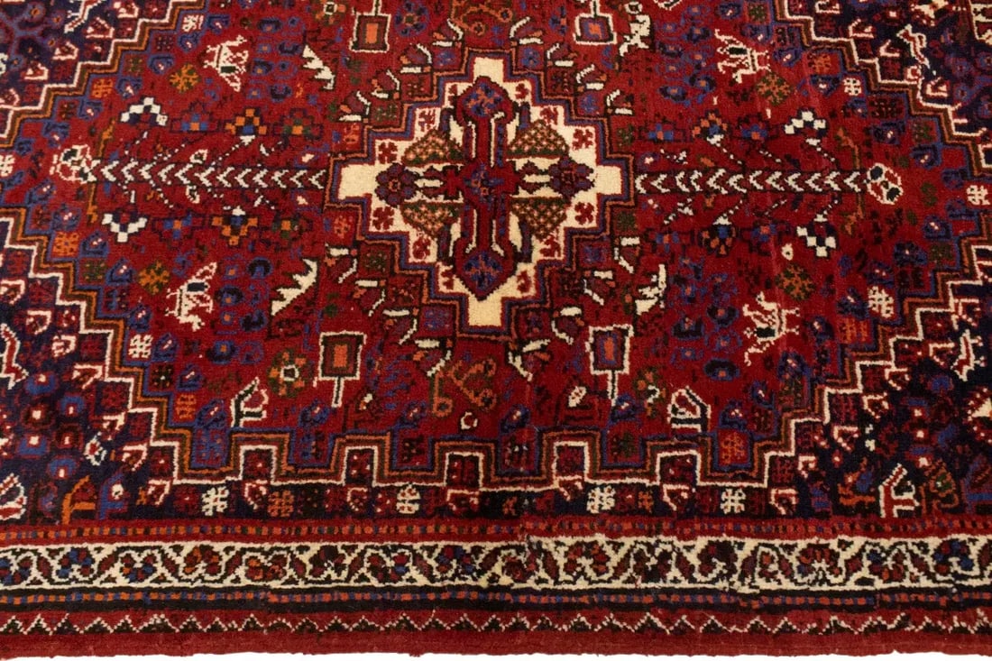 Red Tribal 3'4X5 Shiraz Persian Rug - 10