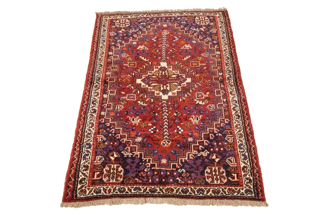 Red Tribal 3'4X5 Shiraz Persian Rug - 3