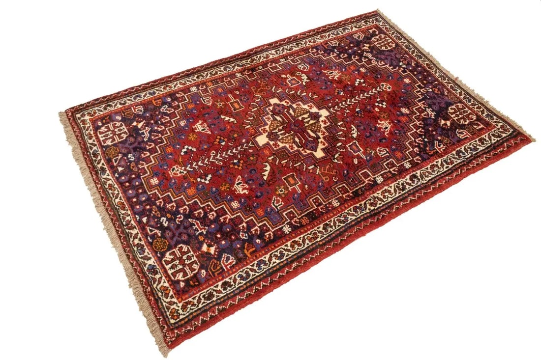 Red Tribal 3'4X5 Shiraz Persian Rug - 5