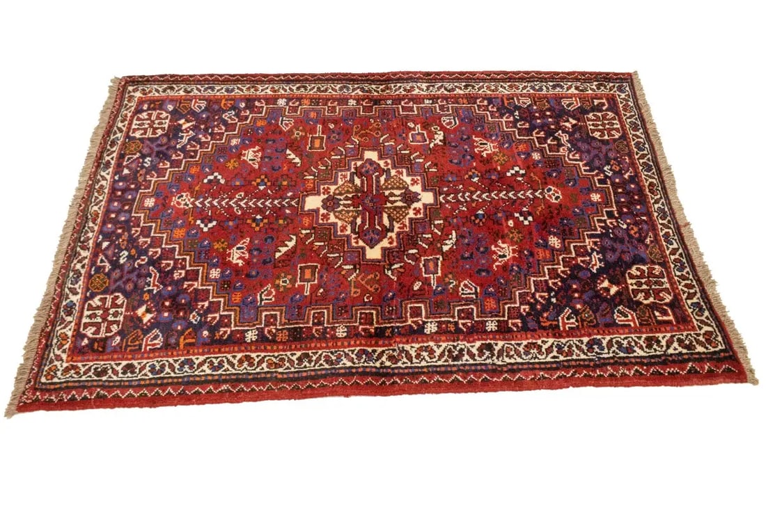 Red Tribal 3'4X5 Shiraz Persian Rug - 6