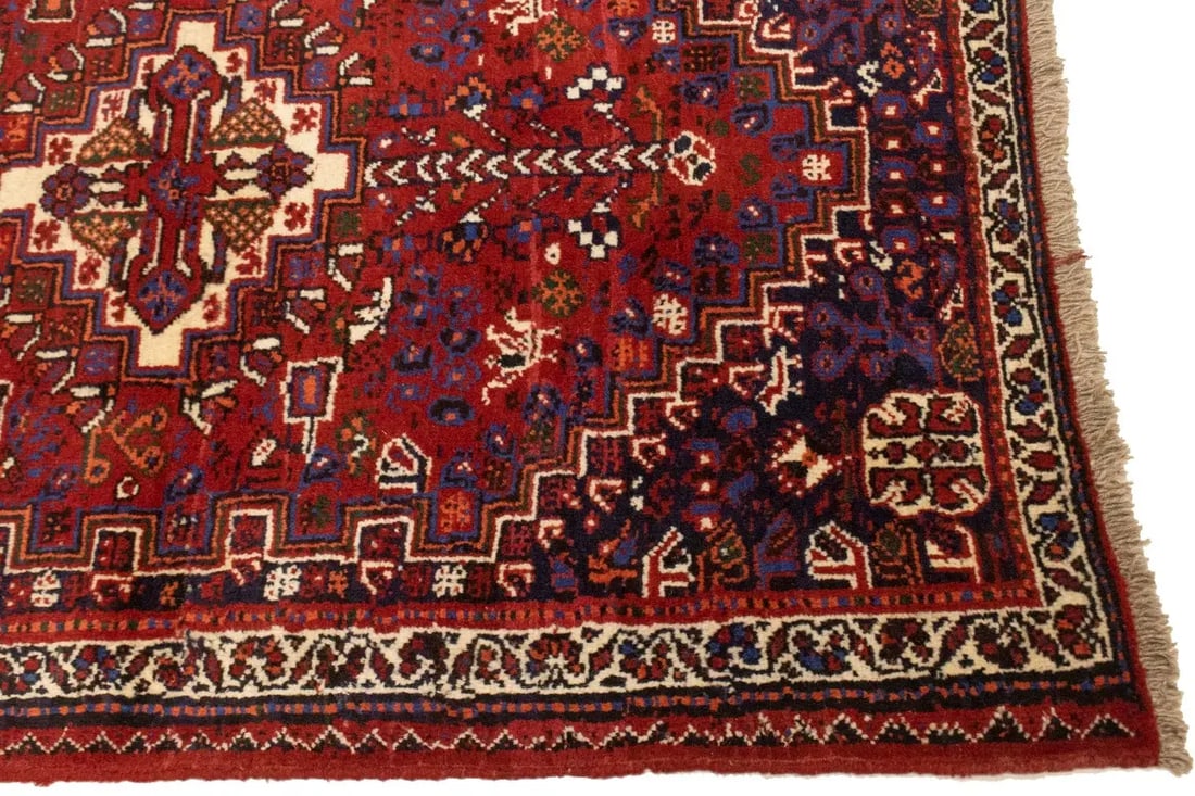 Red Tribal 3'4X5 Shiraz Persian Rug - 8