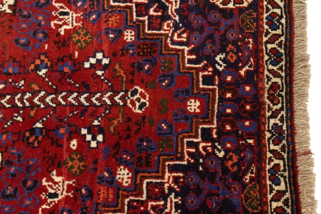 Red Tribal 3'4X5 Shiraz Persian Rug - 9