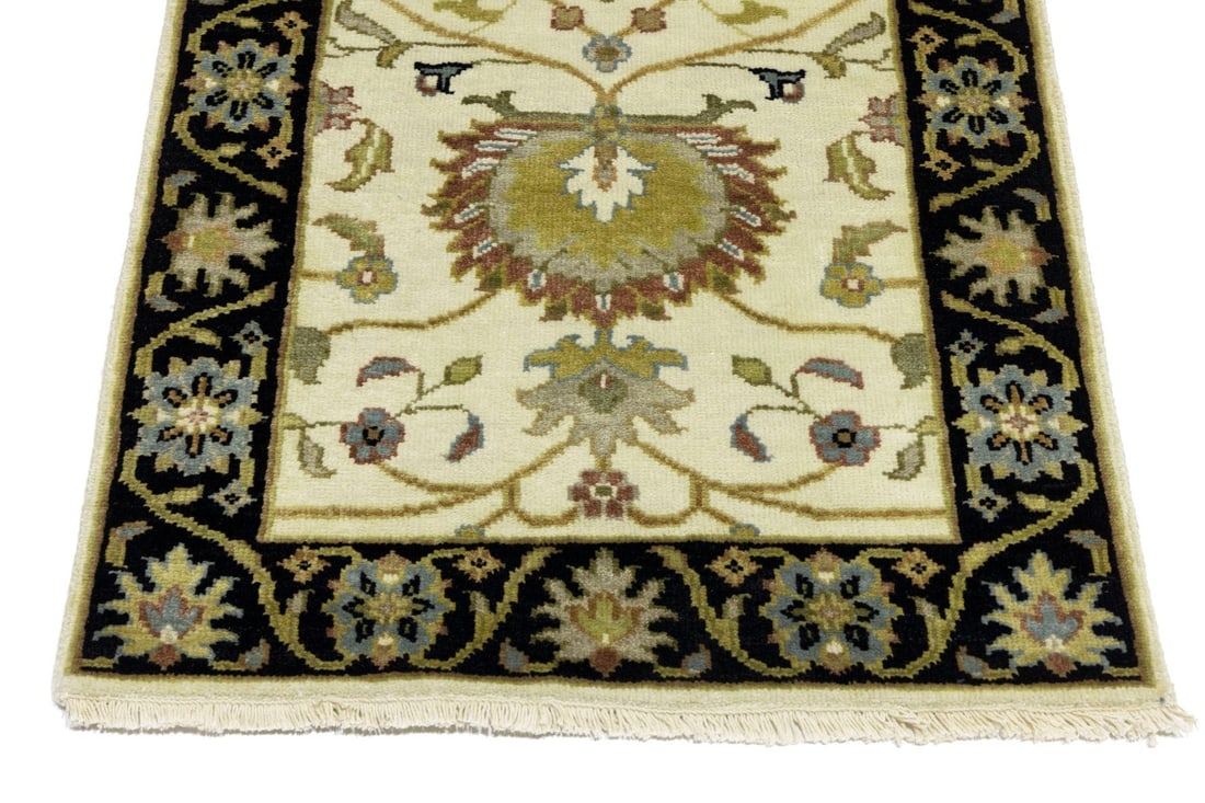 Cream Floral Osh Chobi 2'5X12 Peshawar Oriental Runner Rug - 12