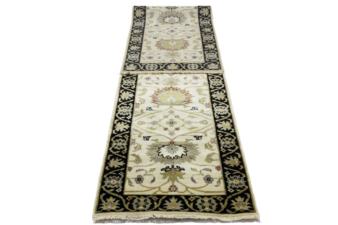 Cream Floral Osh Chobi 2'5X12 Peshawar Oriental Runner Rug - 16