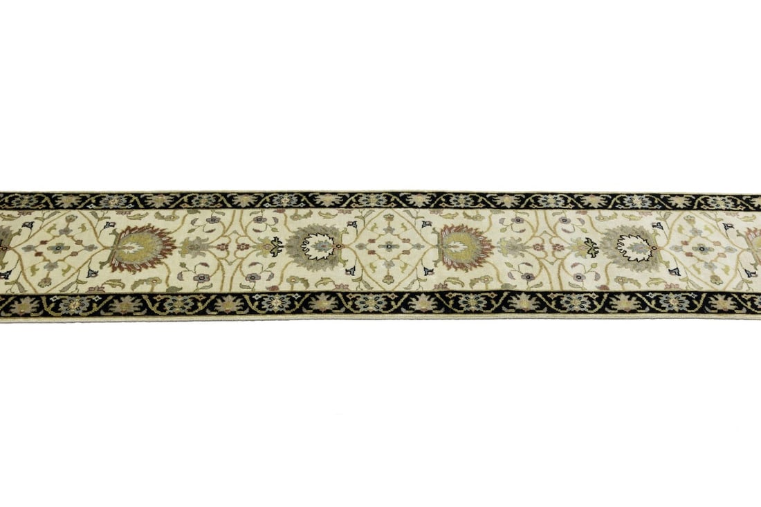 Cream Floral Osh Chobi 2'5X12 Peshawar Oriental Runner Rug - 8