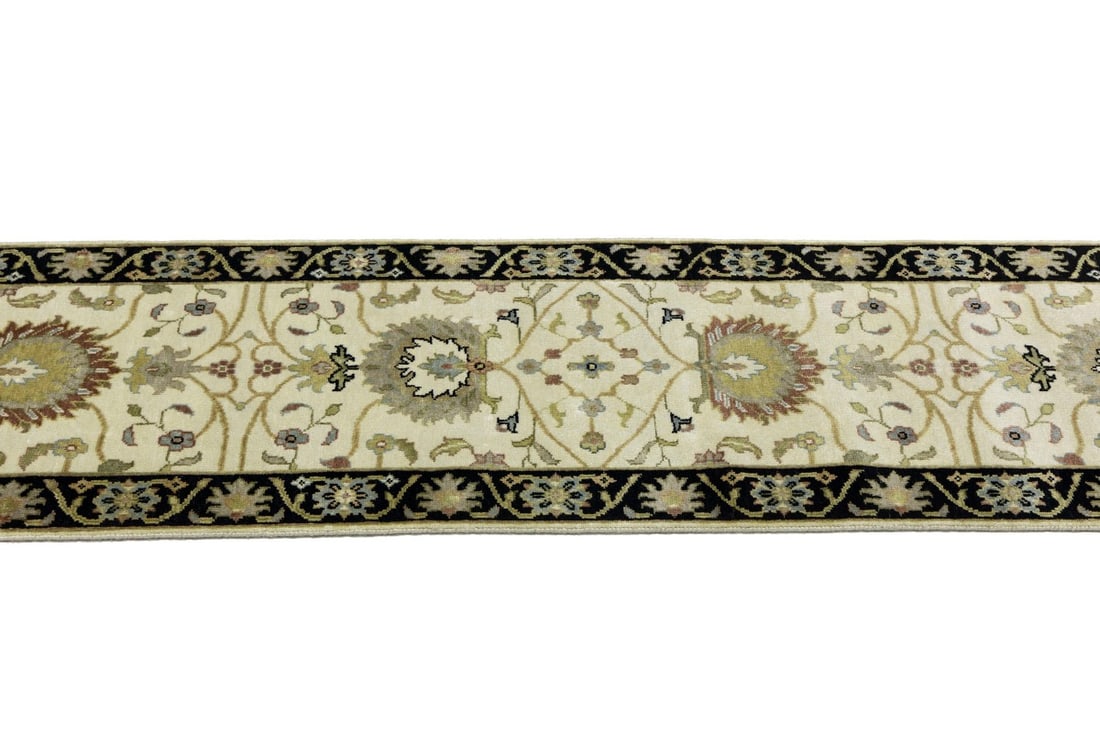 Cream Floral Osh Chobi 2'5X12 Peshawar Oriental Runner Rug - 9