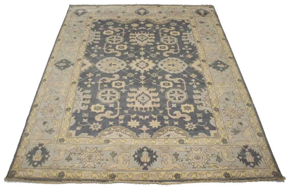 Gray Floral 8X10 Oushak Chobi Oriental Rug - 3