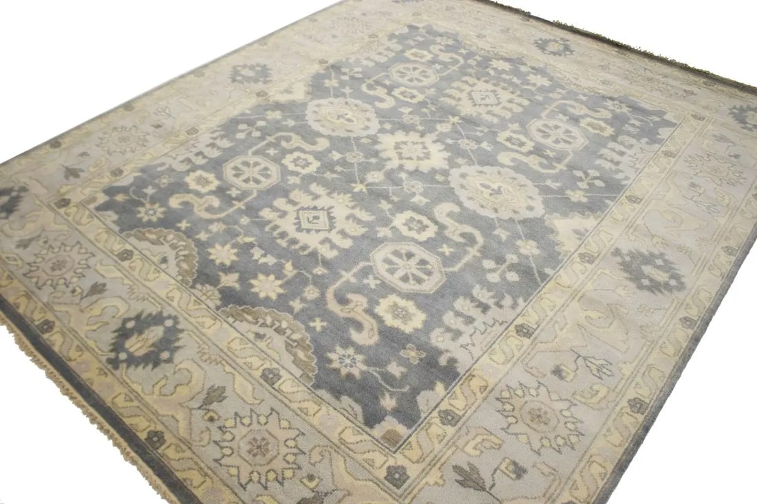 Gray Floral 8X10 Oushak Chobi Oriental Rug - 5