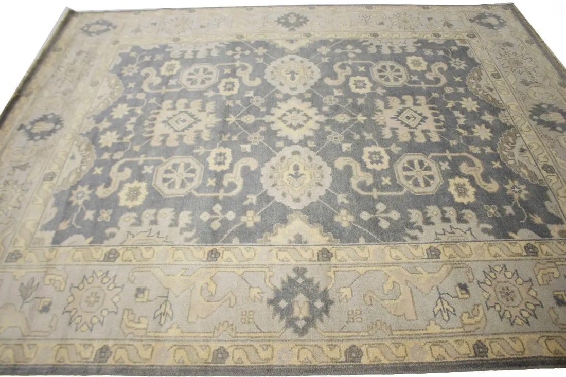 Gray Floral 8X10 Oushak Chobi Oriental Rug - 6