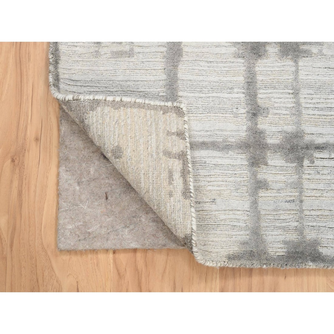 Ivory Hand Spun Undyed Natural Wool Hand Knotted Mat Oriental Rug - 3