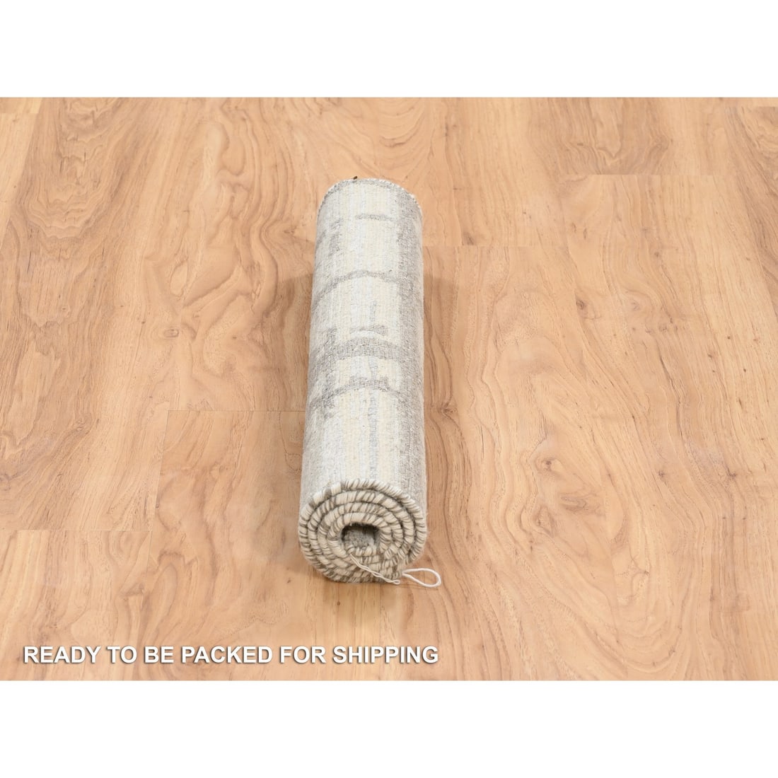 Ivory Hand Spun Undyed Natural Wool Hand Knotted Mat Oriental Rug - 6
