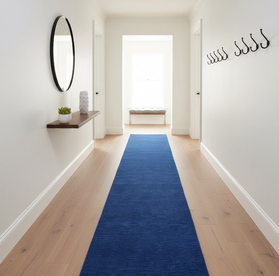 Solid Royal Blue Modern 3X12 Gabbeh Oriental Runner Rug - 2
