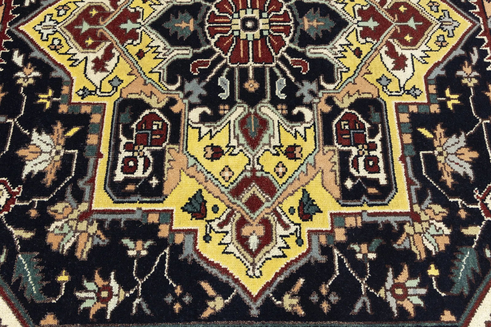 Dark Purple-navy Geometric 9X12 Heriz Serapi Oriental Rug - 11