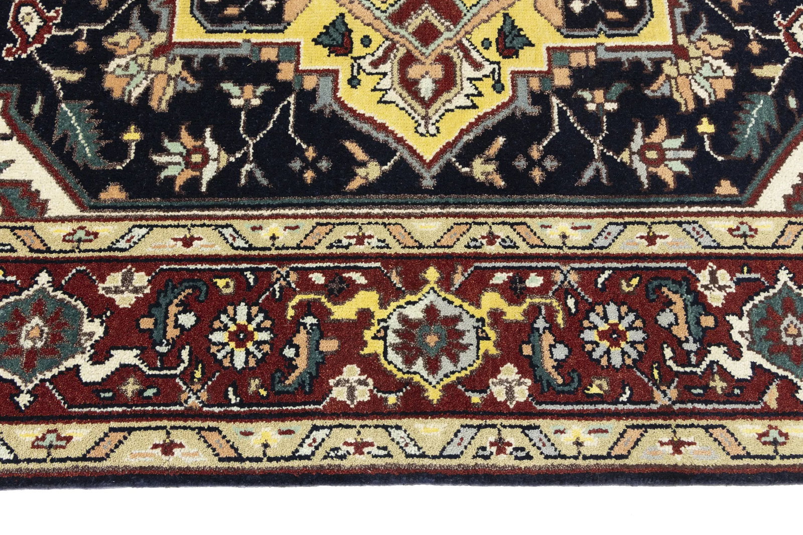 Dark Purple-navy Geometric 9X12 Heriz Serapi Oriental Rug - 12