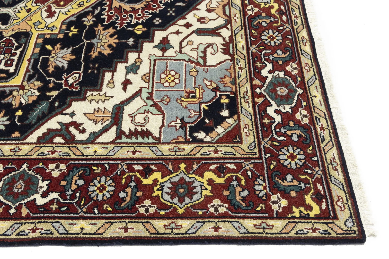 Dark Purple-navy Geometric 9X12 Heriz Serapi Oriental Rug - 13