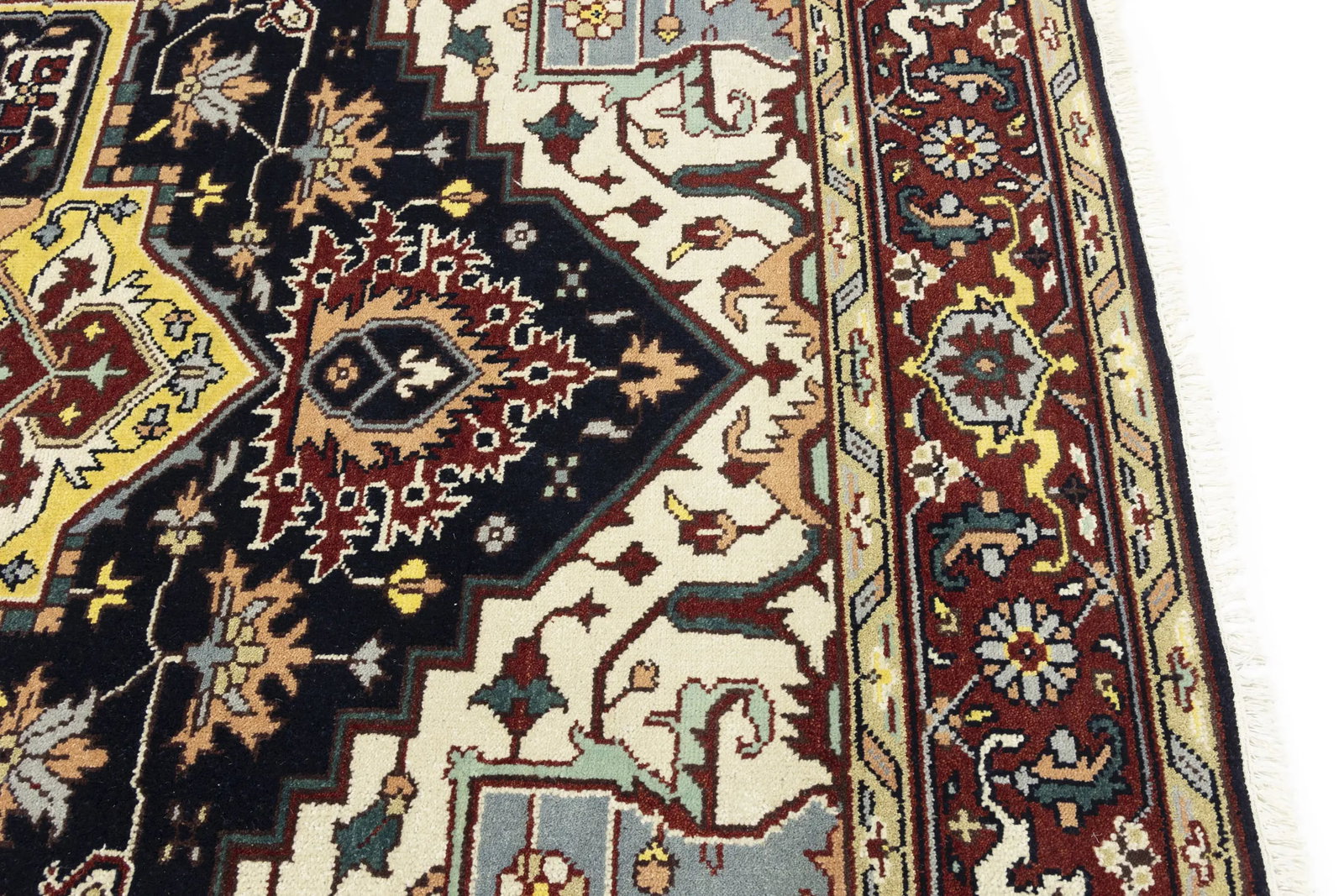 Dark Purple-navy Geometric 9X12 Heriz Serapi Oriental Rug - 14