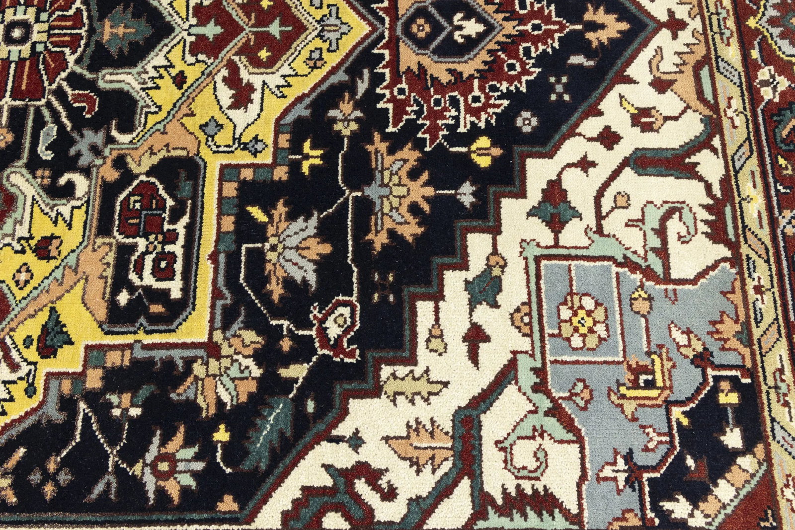 Dark Purple-navy Geometric 9X12 Heriz Serapi Oriental Rug - 15