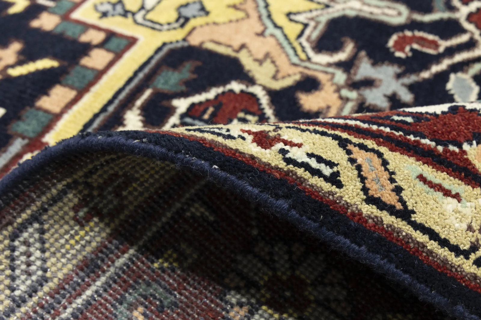 Dark Purple-navy Geometric 9X12 Heriz Serapi Oriental Rug - 18