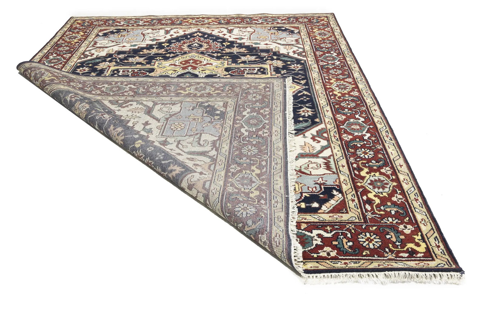 Dark Purple-navy Geometric 9X12 Heriz Serapi Oriental Rug - 19
