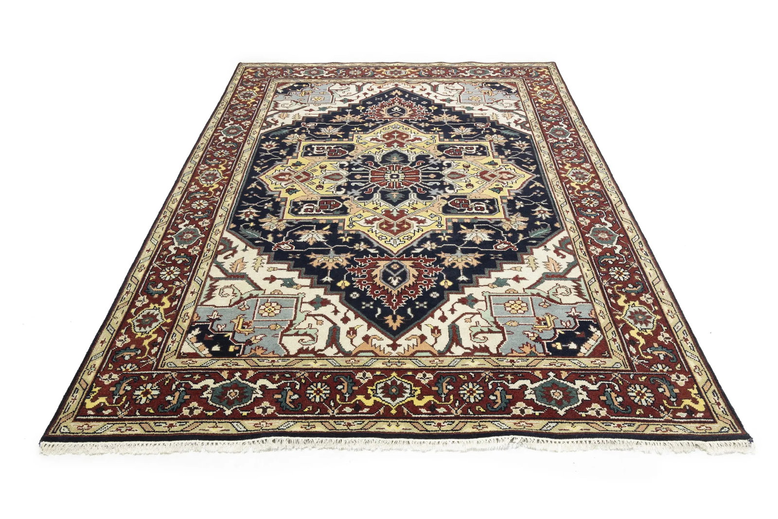 Dark Purple-navy Geometric 9X12 Heriz Serapi Oriental Rug - 5