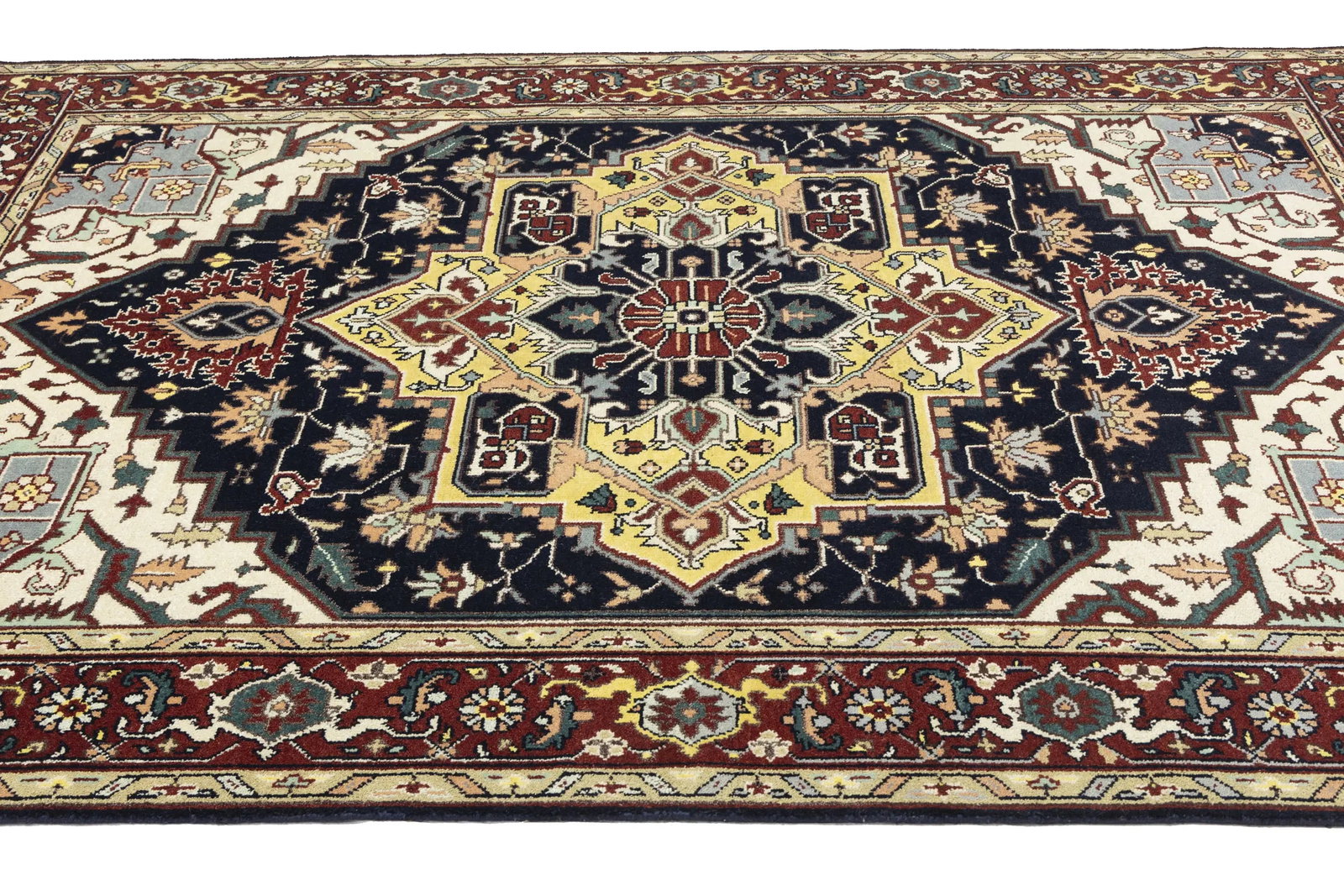Dark Purple-navy Geometric 9X12 Heriz Serapi Oriental Rug - 8