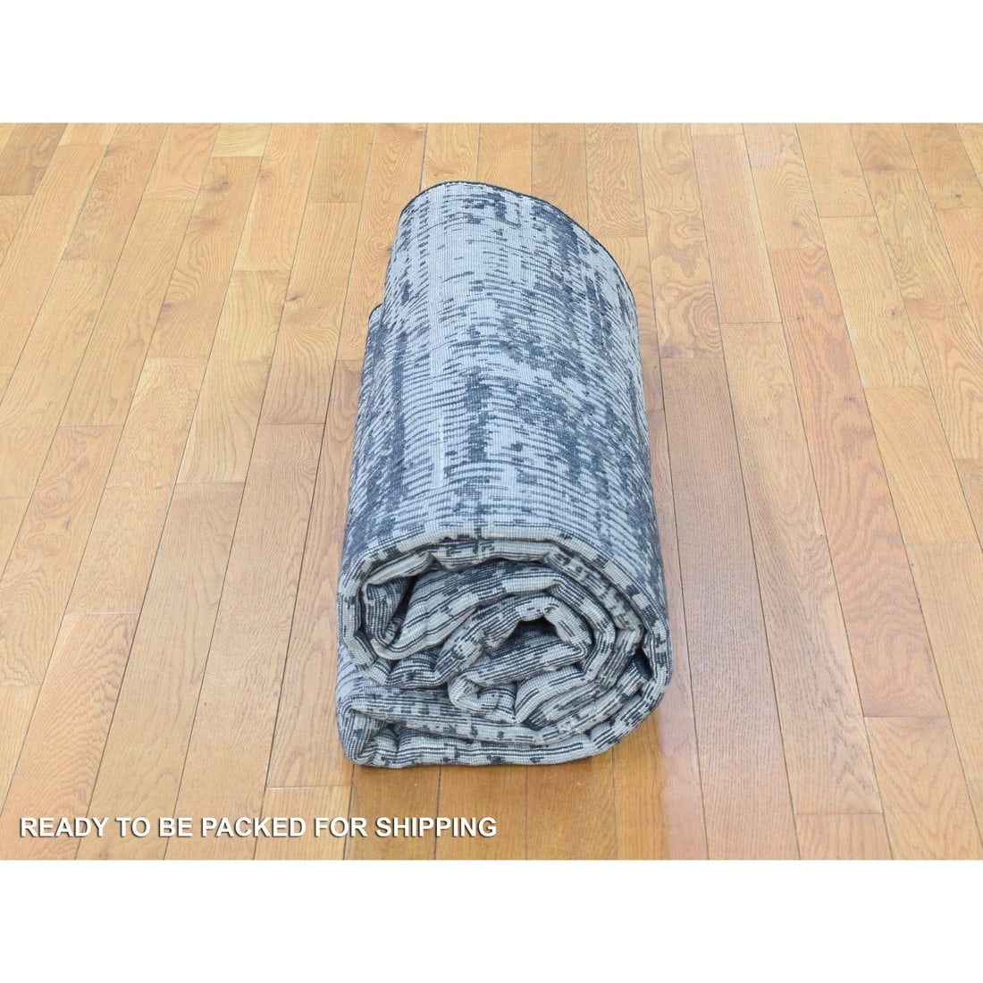 Black, Modern, Wool and Plant Based Silk, Hand Loomed, Oriental Rug - 9