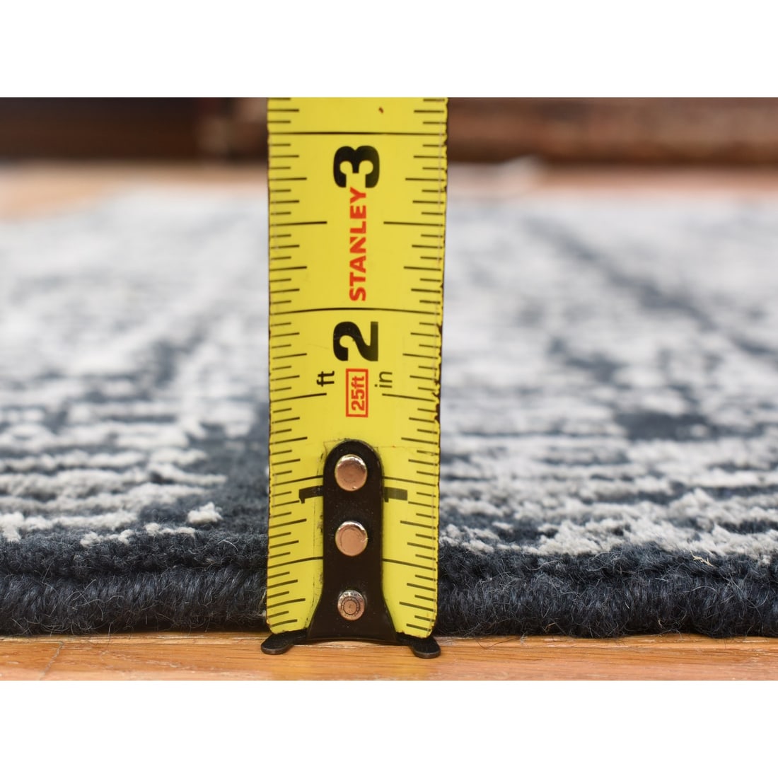 Black, Modern, Wool and Plant Based Silk, Hand Loomed, Oriental Rug - 10