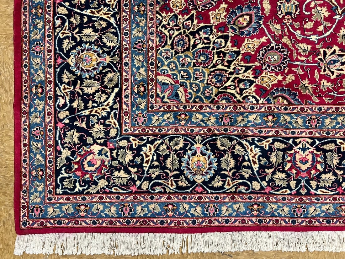Hand Knotted Persian Kashmar Rug Magenta Red Wool 9'10" x 12'9" Area Carpet - 11