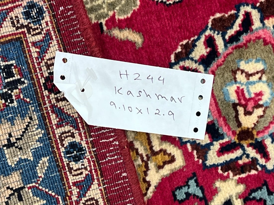 Hand Knotted Persian Kashmar Rug Magenta Red Wool 9'10" x 12'9" Area Carpet - 12
