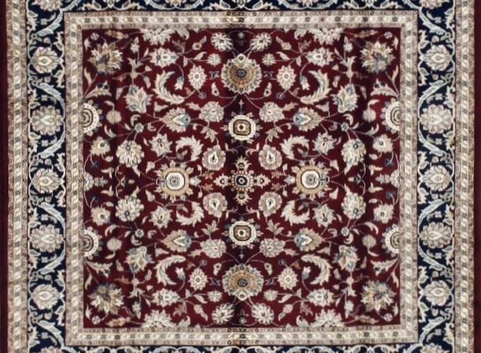 Hand Knotted Indo-Tabriz Red Wool Oriental Area Rug Carpet 7'9" x 8' - 3