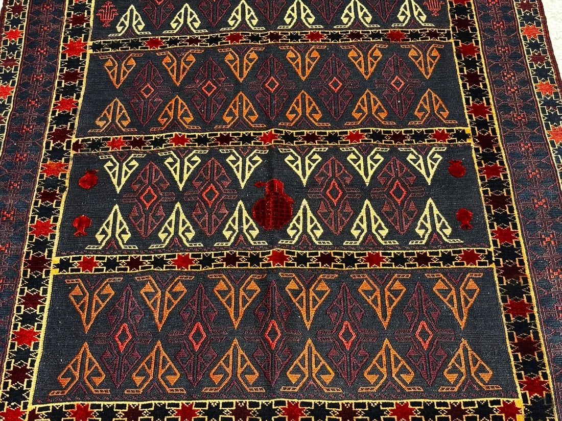 Hand-Knotted Soumak Kilim Flatweave Tribal Wool Oriental Area Rug 4'5" x 6'9" - 3