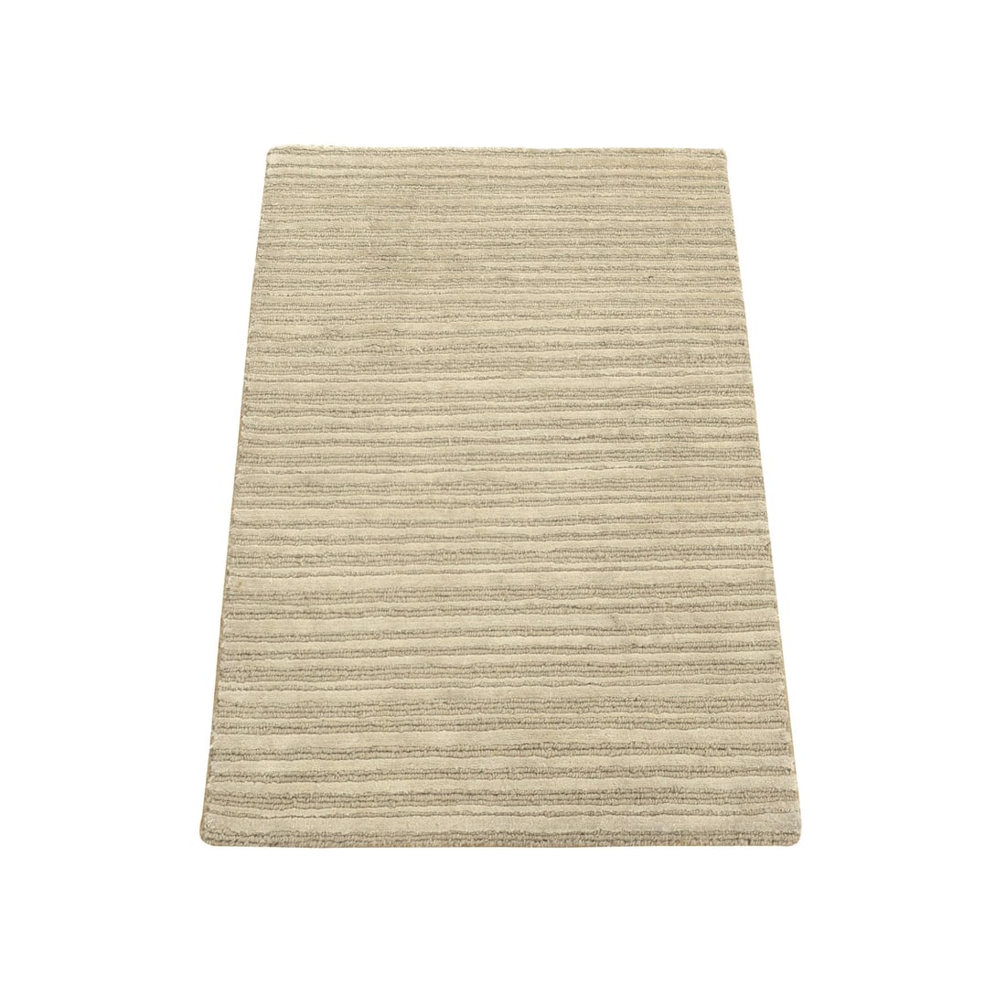 Beige Modern Stripe Design Hand Loomed Wool and Silk Cut and Loop Rug: Title: Beige Modern Stripe Design Hand Loomed Wool and Silk Cut and Loop Rug Description:This is a truly genuine one-of-a-kind. It has been Knotted for months and months in the centuries-old weaving