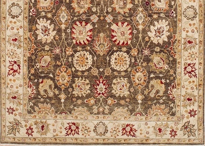 Hand Knotted Indo-Tabriz Brown Wool New Oriental Rug Carpet 7'11" x 10'4" - 2